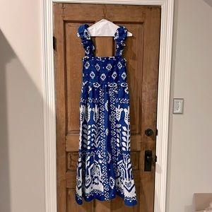 Sea New York Sonia print - blue and white long dress. Worn once. Smocked bodice.